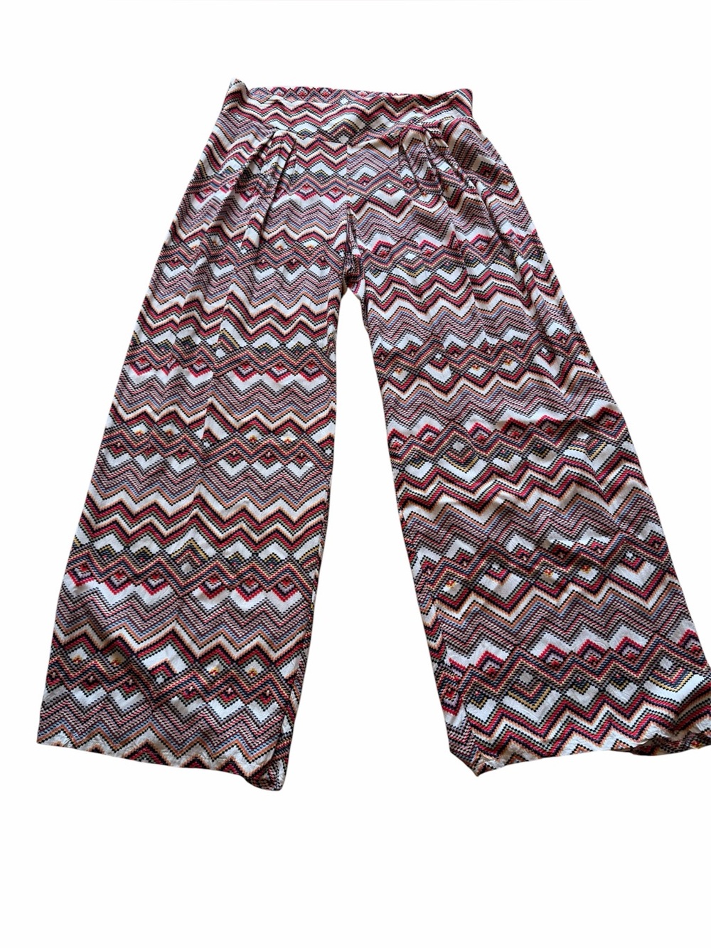 Bobeau Chevron Print Wide Leg Rayon Pants - Multicolor